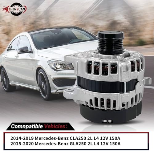 0125711030 Alternator Compatible with 2014-2019 Mercedes-Benz CLA250, 2015-2020 GLA250 2L 12V 150A 5-Groove Clutch Pulley Clockwise Replace # 0125711055 by ZHENYUAN - Image 3