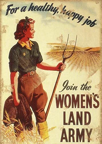 Yelacecca Womens Land Army Kitchen Garden Shed Wall Metal Plaque Sign Retro War Metal Sign Vintage Metal Sign Poster 8X12 Inches