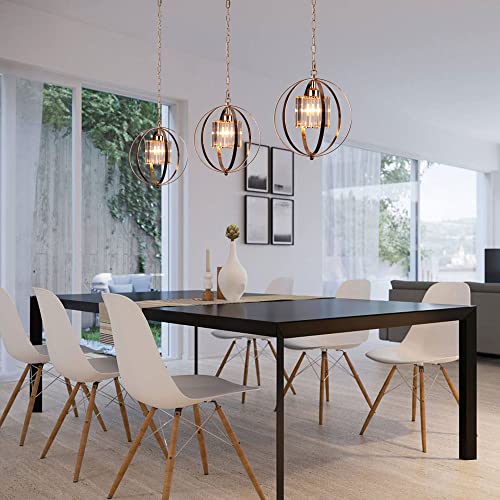 Frixchur Farmhouse Chandelier Crystal Pendant Light Adjustable Hanging Light Fixtures Orb Globe Chandeliers For Kitchen Island Dining Room Foyer Bedroom (Gold) #TOP3