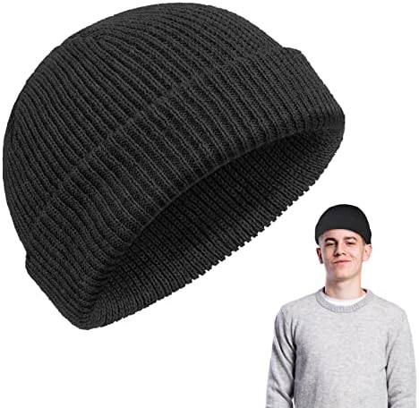 letcdfer Fisherman Beanies Trawler Beanie, Beanie Knit Hat Brimless Hats Winter Warm Hats Roll-up Edge Skullcap Comfortable Breathable Beanie Cap Winter Beanie for Unisex