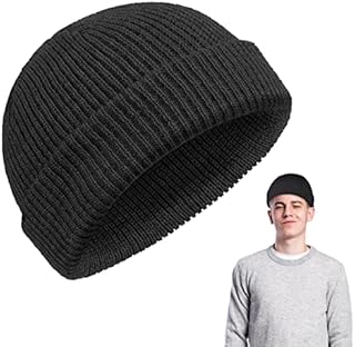 letcdfer Fisherman Beanies Trawler Beanie, Beanie Knit Hat Brimless Hats Winter Warm Hats Roll-up Edge Skullcap Comfortable Breathable Beanie Cap Winter Beanie for Unisex