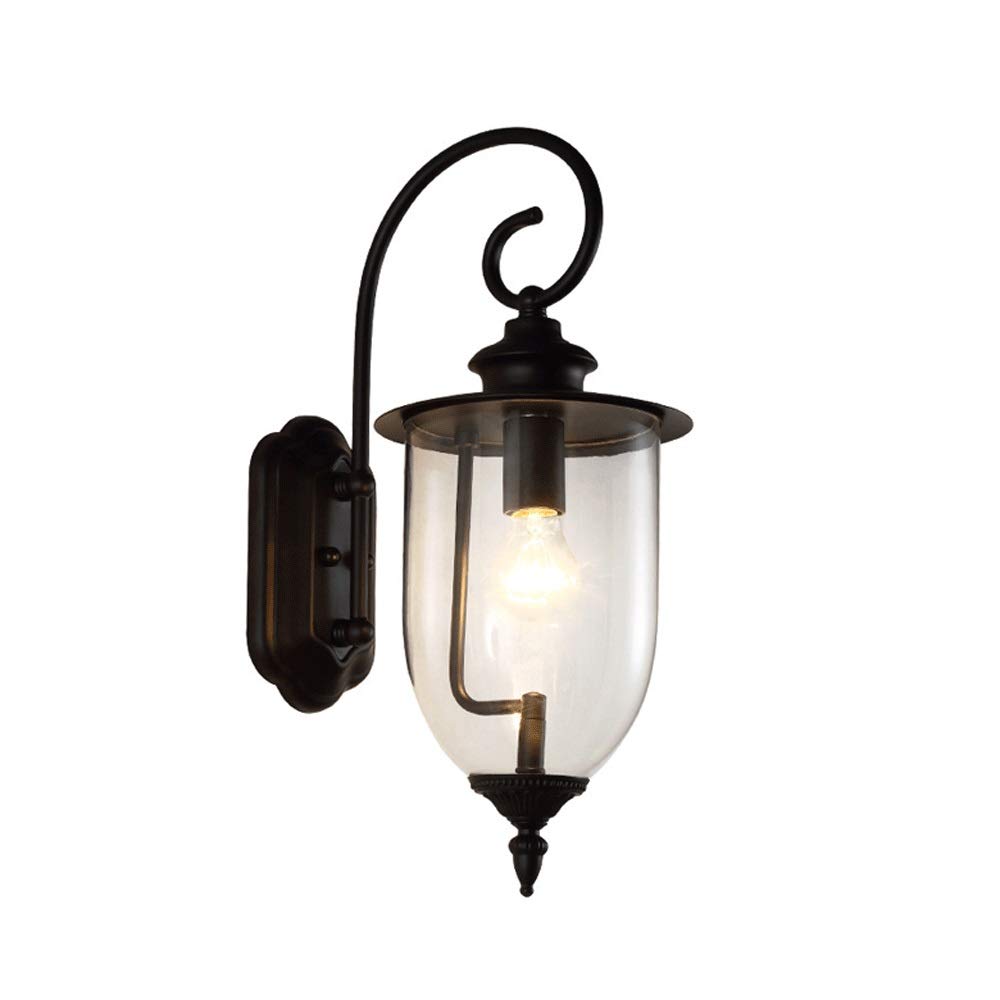 Applique murale extérieure en métal noir luminaire haut de gamme avec verre