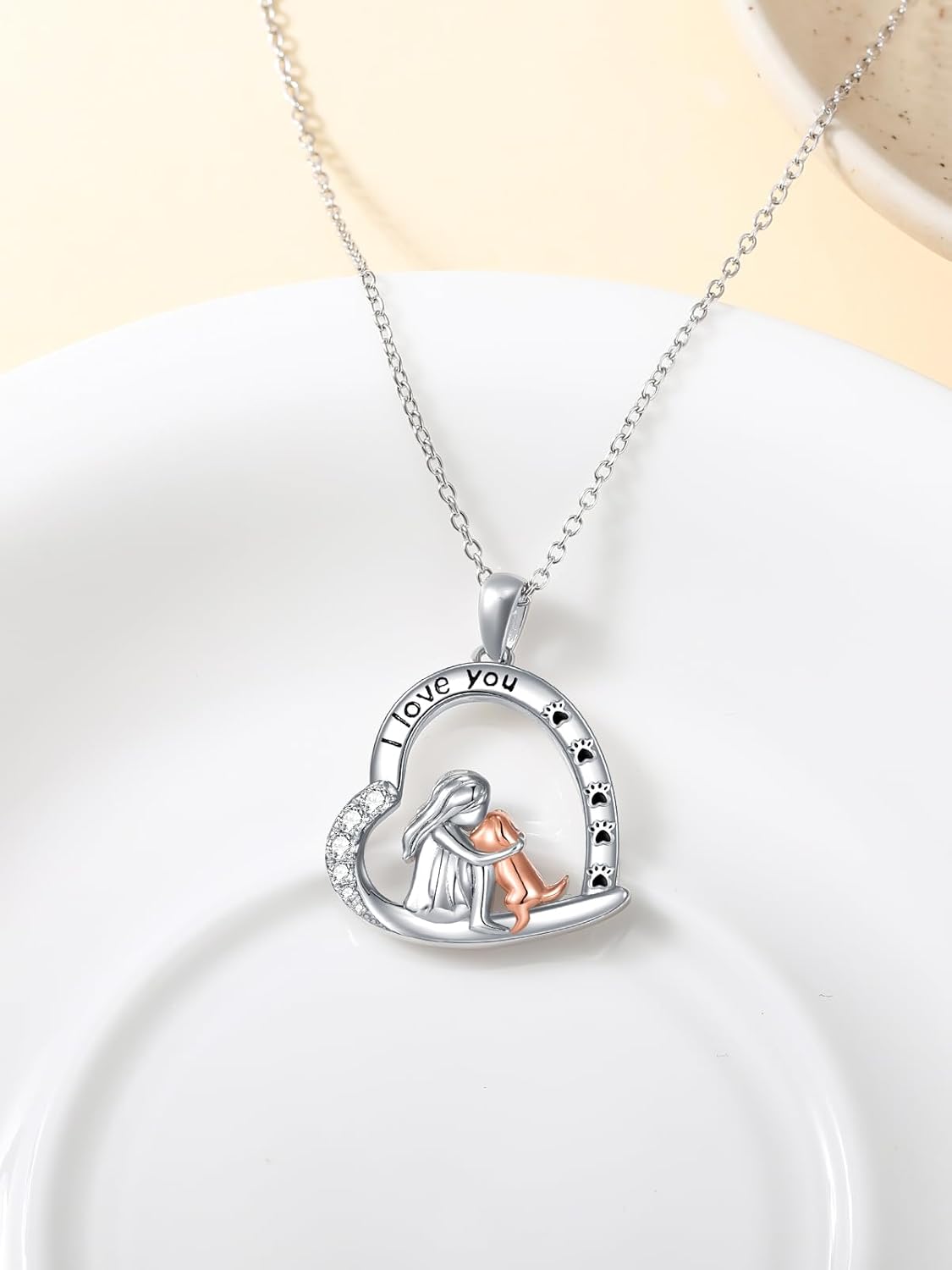YYB Valentines Day Gifts Heart Annimal Necklaces Sterling Silver Dog/Horse/Owl Necklace for Women Anniversary Birthday Gift for Her Daughter - Image 4