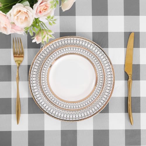 Image of misaya 2 Pack Waterproof Vinyl Table Cloth, Buffalo Flannel Backed Tablecloth, Wipeable Plastic Table Cover for Dinner, Kitchen, Outdoor (60 inch x 102 inch, Grey and White)