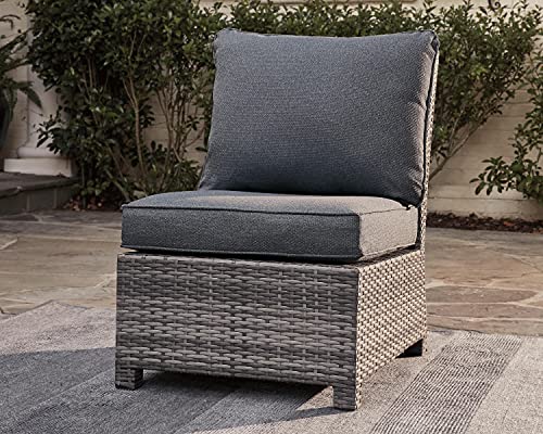 Signature Design by Ashley Salem Beach Outdoor Resin Wicker Armless Chair, Gray - Image 2