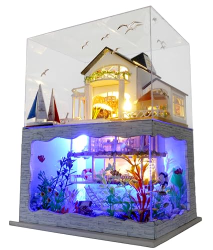 RHZN Miniature House Kit, Dollhouse Kit, Miniature Kit, DIY Mini House Building Kit for Adult Teen, Holidays in Hawaii