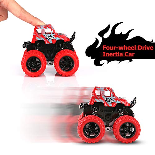 BBLIKE Monster Truck Cars,Push and Go Toy Trucks Friction Powered Cars 4 Wheel Drive Vehicles for Toddlers Children Boys Girls Kids Gift-4PCS (4 Wheel Drive Vehicles) - Thumbnail 4