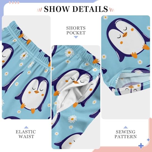 J JOYSAY Penguin Dasiy Blue Pajamas Pants Soft Long Pajama Bottoms Lounge Sleep Pants Size S-XL4
