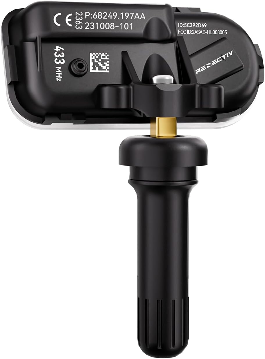 TPMS Sensor, 433Mhz Tire Pressure Monitor Sensors Compatible with 2014-2022 RAM 1500 2500 3500 4500 5500 Jeep Chreokee Replace OE#68249197AA 68239720AA 68157568AA