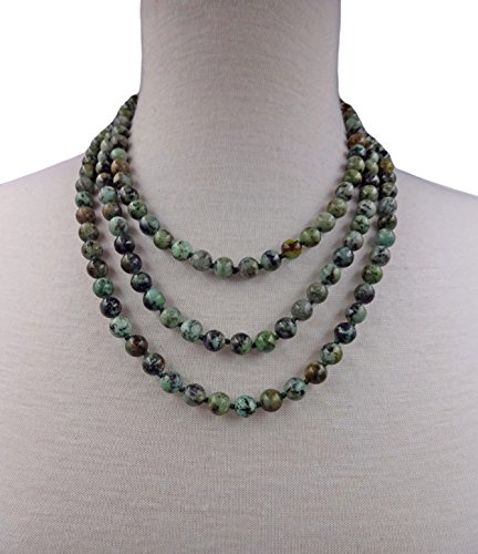 MGR MY GEMS ROCK! 60 Inch Polished Genuine African Turquois Multi-layer Long Endless Infinity Beaded Necklace. - Image 6