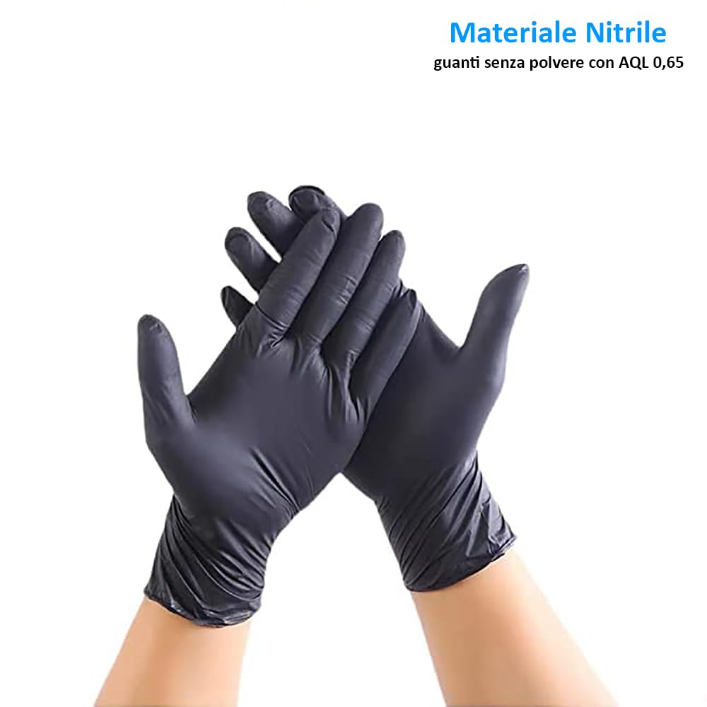 VIRSUS Guanti in nitrile neri senza polvere S 1000 guanti in nitrile monouso da lavoro no lattice latex free AQL 0,65 Small - F