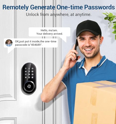 TEEHO TE342 Fingerprint Smart Keyless Entry Door Lock with Keypad, Bluetooth App Remote Control - Electronic Deadbolt for Front Door - Auto Lock - Matte Black - image 4