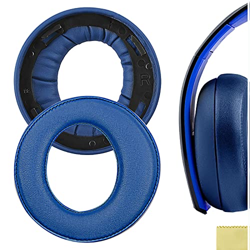 Geekria QuickFit Replacement Ear Pads for Sony PlayStation Gold Wireless Stereo, CECHYA-0083 Headphones Ear Cushions, Repair Parts (Blue)