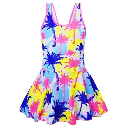 Image of Akokvlar Girl One Piece Swimsuit with Skirt Bathing Suit Swimwear 3-16Y