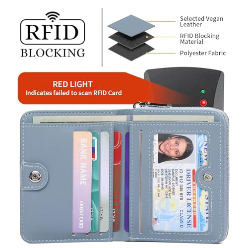 Image of GAEKEAO Wallet Women RFID Blocking Leather Credit Card Holder Compact Small Womens Wallet with ID Window Zipper Coin Pocket