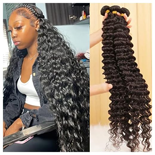 Brazilian Deep Wave Human Hair Bundles 9A 100% Unprocessed Virgin Remy Hair Deep Curly Human Hair Weave 4 Bundles Extensions for Black Women Natural Color 24 26 28 30