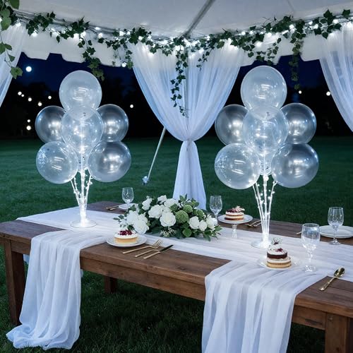 Image of Lightsfever 6 Sets LED Balloon Table Centerpieces for Party Decorations | with Pump, Balloons Table Kits Decorations for 25th Wedding Anniversary Birthday Bridal Shower Party New Year Christmas