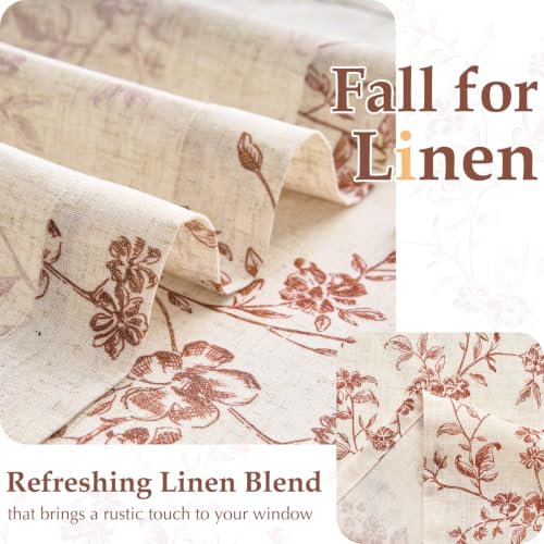 Image of jinchan Terracotta Linen French Door Curtain 40 Inch Rod Pocket 1 Panel