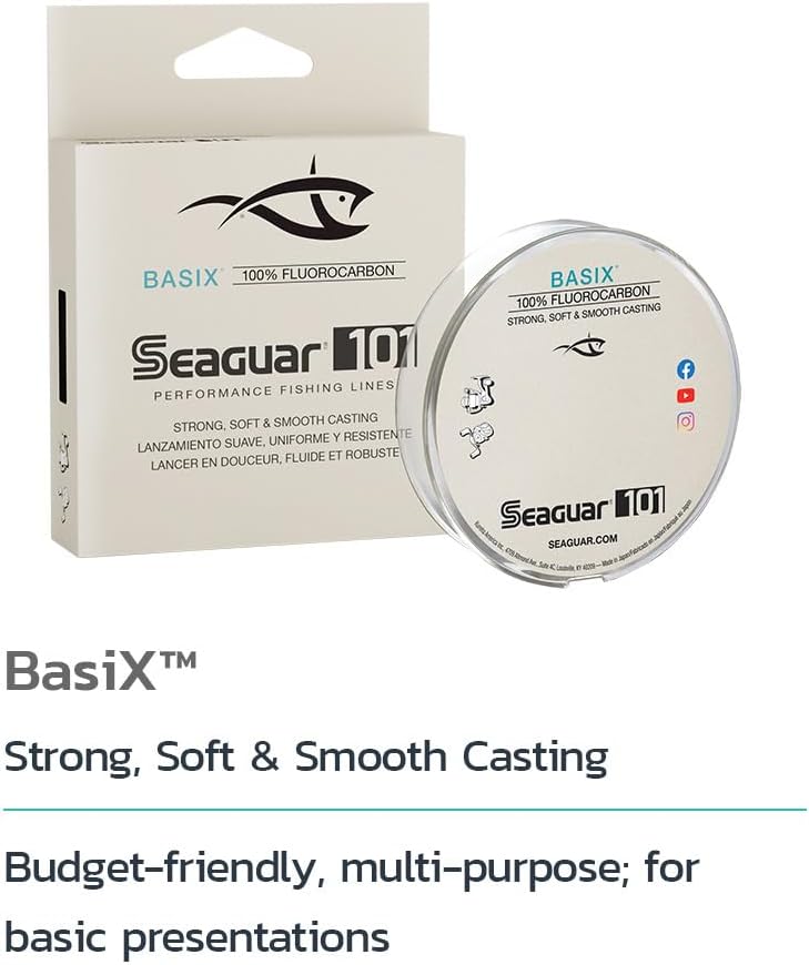 Seaguar 101 BasiX 100% Fluorocarbon Fishing Line 4lbs, 200yds Break Strength/Length - 04BSX200