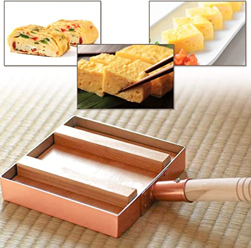 Tikusan Japanese Tamagoyaki Omelets Copper Pan With Wooden Lid 9.4 Inch (24×24 Cm) Square Type Egg Pan #TOP4