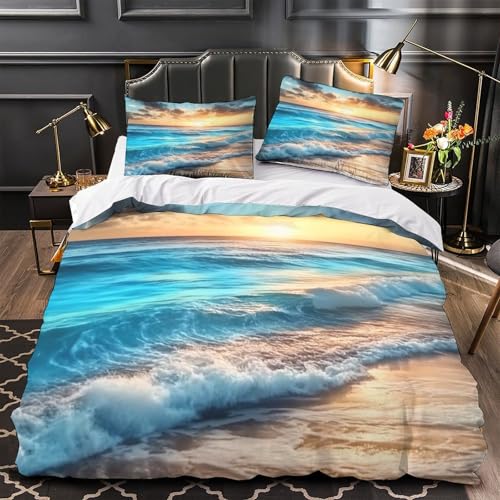 Housse de couette 3D ocean effet microfibre résistante lit single