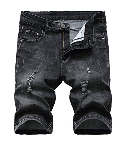 Enrica Men's Ripped Distressed Slim Fit Holes Denim Shorts