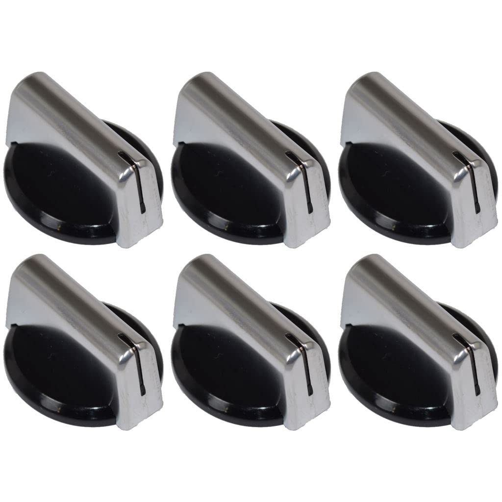 Ufixt Black/Silver And Oven Cooker Hob Control Knobs Pack Of 6 Compatible With Baumatic
