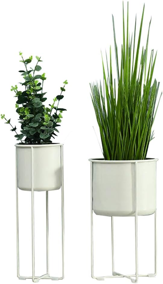 White Outdoor Metal Flower Stands Living Room Office Home Decor Plant Display Racks Garden Patio Bonsai Storage Shelves Balcony Decoration(S+L)