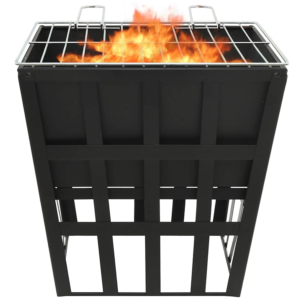 Brasero y barbacoa 2 en 1 de acero de 34 x 34 x 48 cm, independiente para terraza y exterior, con parrilla para calentar y llamar en el jardín