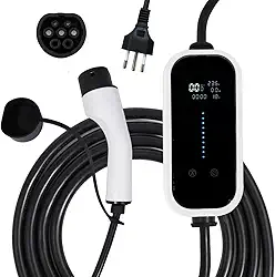 JOYFOX Carregador para Carro Elétrico Portátil 3,5KW 5KW 7KW 20A 22A 32A 110/220V Type 2 Cabo de 5M EV Tipo 2 Carros Elétricos e Híbridos,Uso interno/externo Aplicável a 99% dos modelos (7KW)