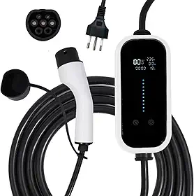 JOYFOX Carregador para Carro Elétrico Portátil 3,5KW 5KW 7KW 20A 22A 32A 110/220V Type 2 Cabo de 5M EV Tipo 2 Carros Elétricos e Híbridos,Uso interno/externo Aplicável a 99% dos modelos (7KW)