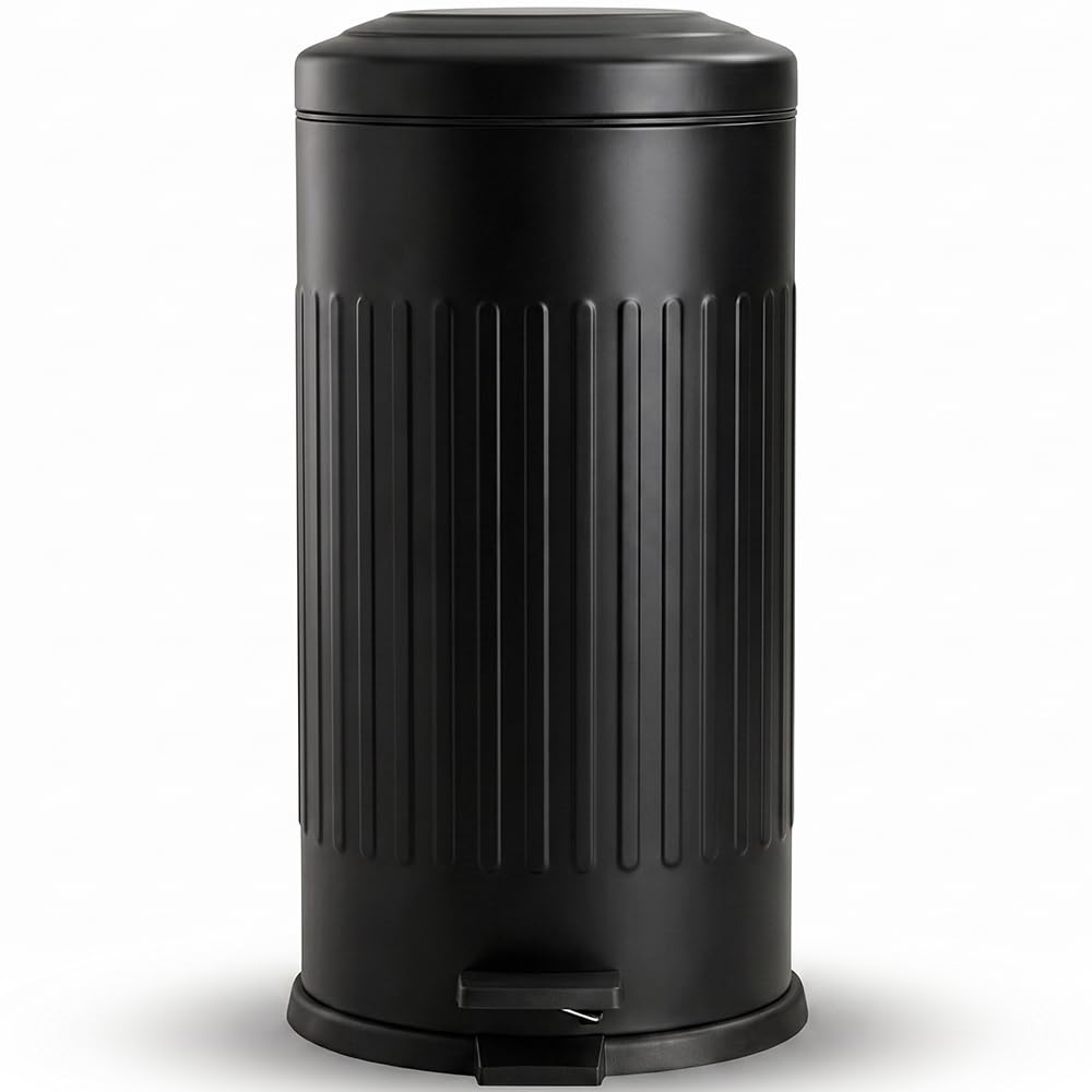 16 Litre Vintage Siyah Metal Çöp Kovası