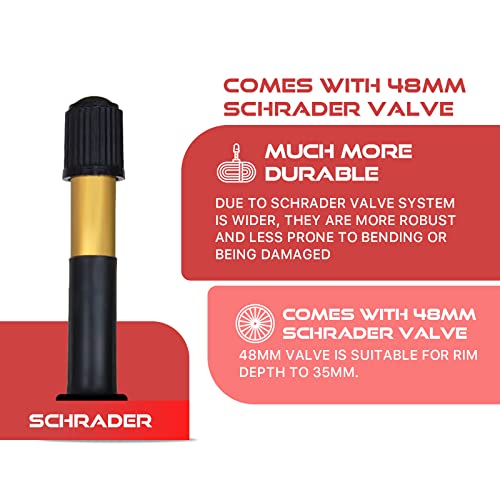 Bike Inner Tube 700X38C/35C/40C/43C With Rim Strip & Tire Lever - Schrader Valve A/V 48L 48Mm - 2 Pack #TOP2