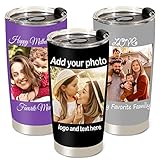 Personalized Tumbler with Pictures Text Name, Custom Photo Stainless Steel Tumbler, 20 Oz Travel Cof