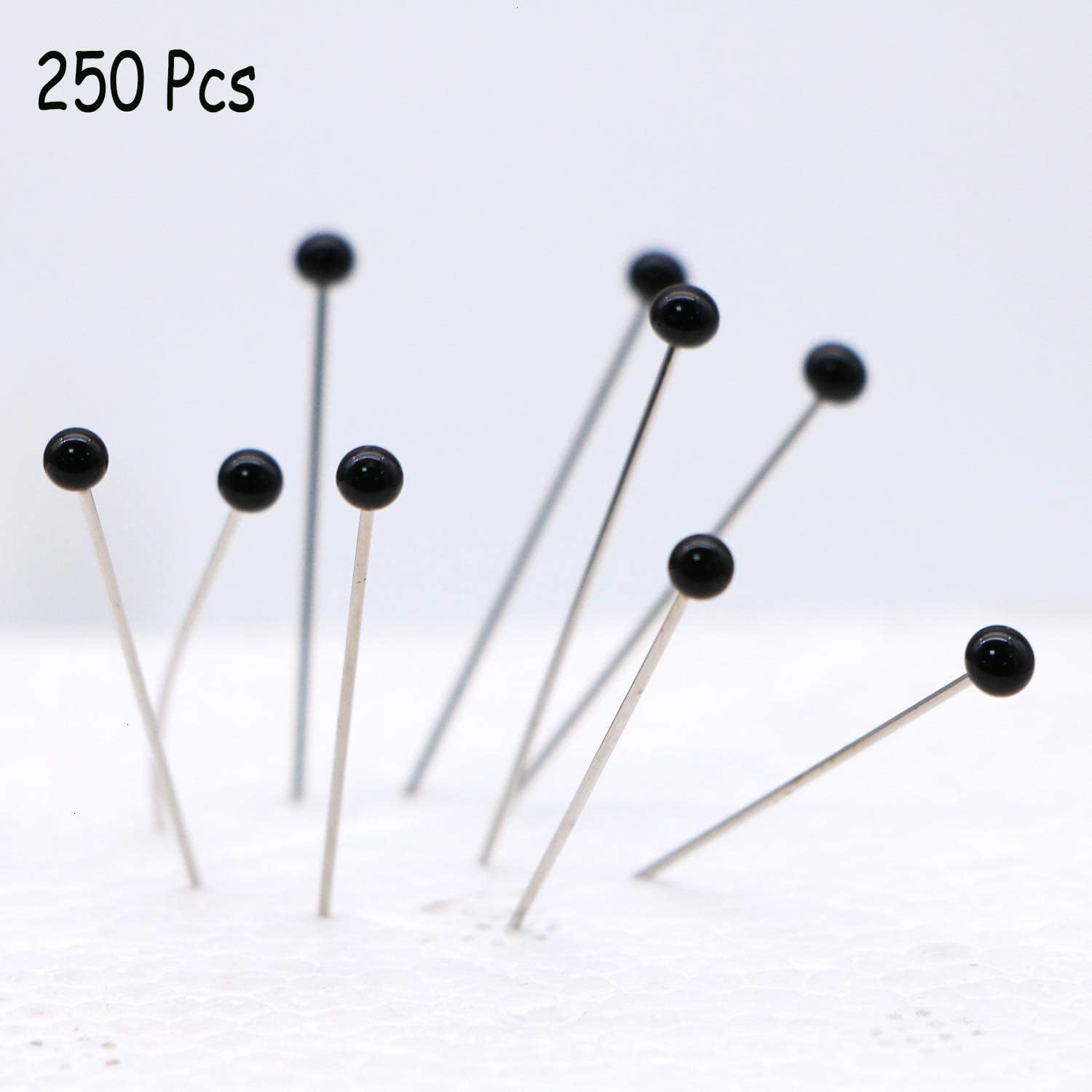 250 Pcs 1.5 Inch Black Sewing Pins Ball Glass Head Pins Straight Quilting Pins for Dressmaker, Jewelry DIY Decoration, Craft and Sewing Project