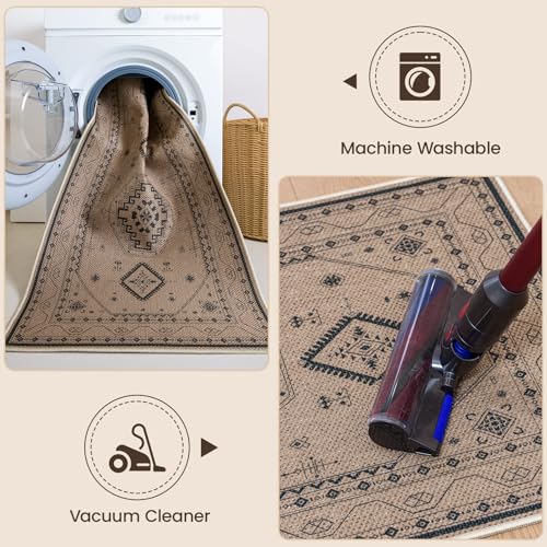 Tapete decorativo boho 2x3 lavable antideslizante miniatura 6