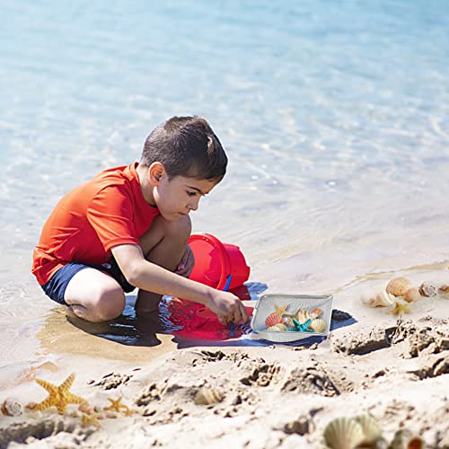 Image of Beach Mesh Shovel, Shark Tooth Sifter Dipper for Shell Collecting, Kids Filter Sand Scooper for Picking Up Shells - Beach Snow Toys for Kids (Red)