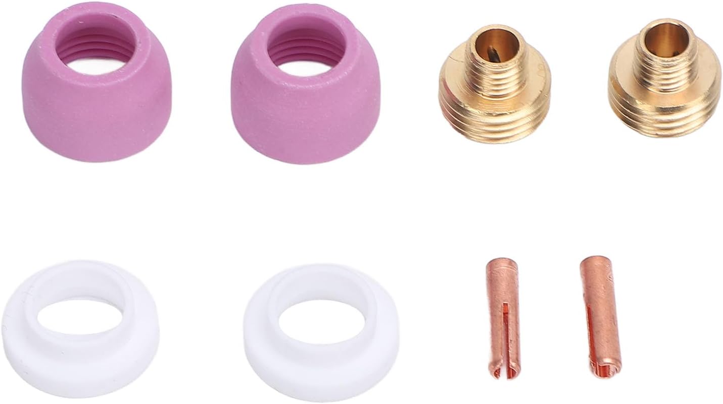 Compatible with Welding Torch 2.4mm Connector Electrode Clamp Ceramic Nozzle Set Brass Replacement Parts for Industrial Equipment 8 Piece Consumables Kit