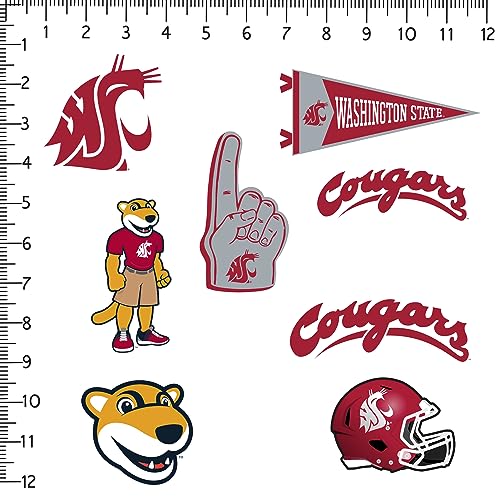 Image of Washington State University 8ct Vinyl Large Deluxe Stickers Variety Pack - Laptop, Water Bottle, Scrapbooking, Tablet, Skateboard, Indoor /Outdoor - Set of 8
