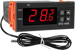 STC-1000 Digital Temperature Controller AC 10A 110V-220V Digital LED Temperature Controller Heating Cooling Centigrade Thermostat 2 Relays Output with NTC Sensor Probe(110V/220V)