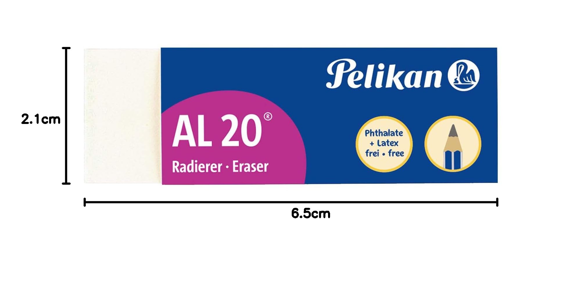 Pelikan Gomme da Cancellare AL 20 Bianca 6 Pezzi 65x21x12mm per Matite Grafite