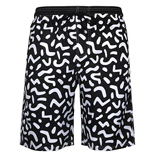 Short de bain pour homme noir et blanc imprimé 3D décontracté pour l'été