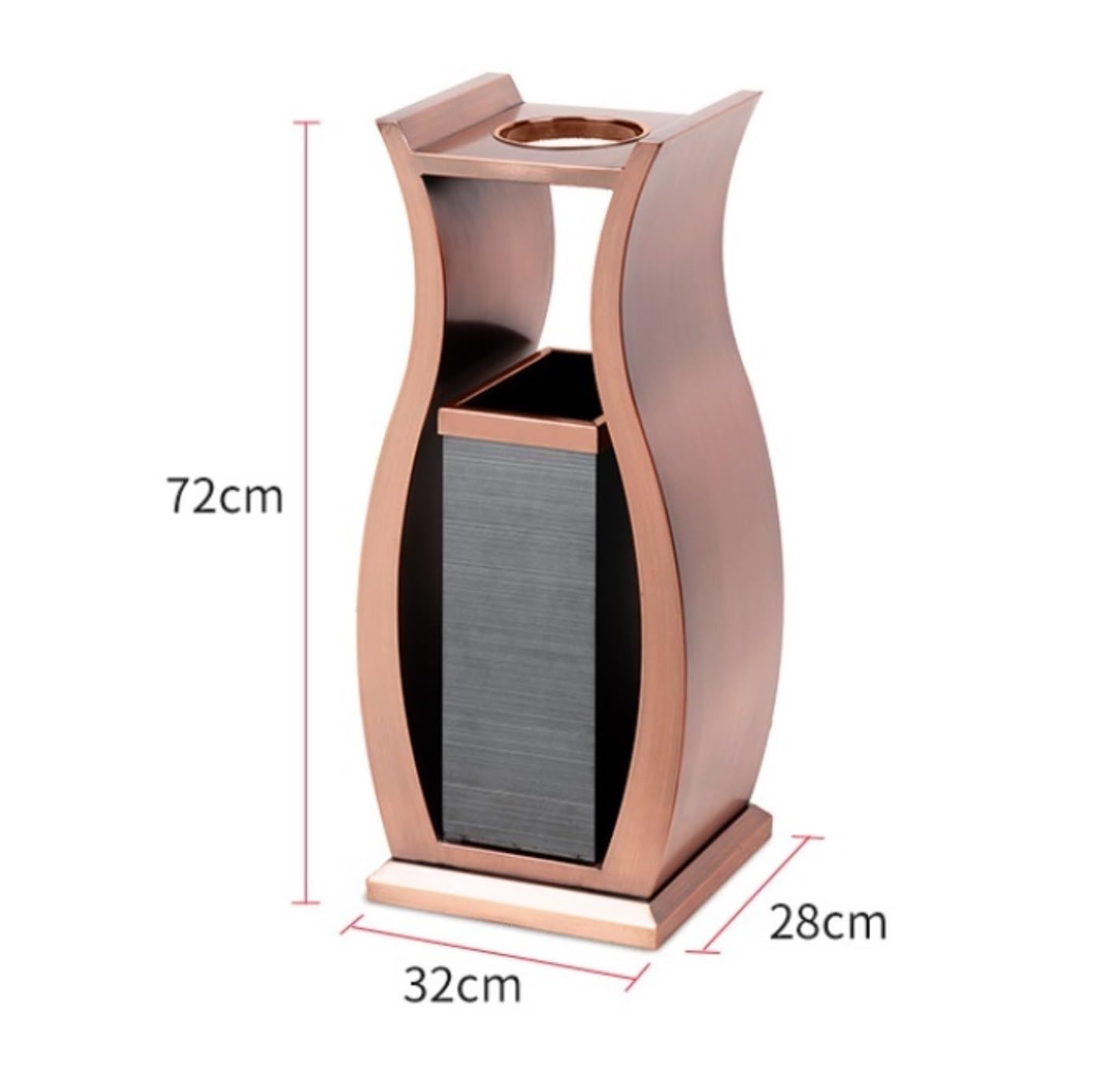 Papelera Oficina Cubos De Basura Papelera De Reciclaje Para Exteriores Papelera De Acero Inoxidable De Alta Gama Para Hotel Pasillo De Hotel Vertical Con Cenicero Papelera Para Comunidad(Rose gold)