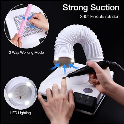 Colector de polvo de uñas con tubo ajustable para salones de belleza 3