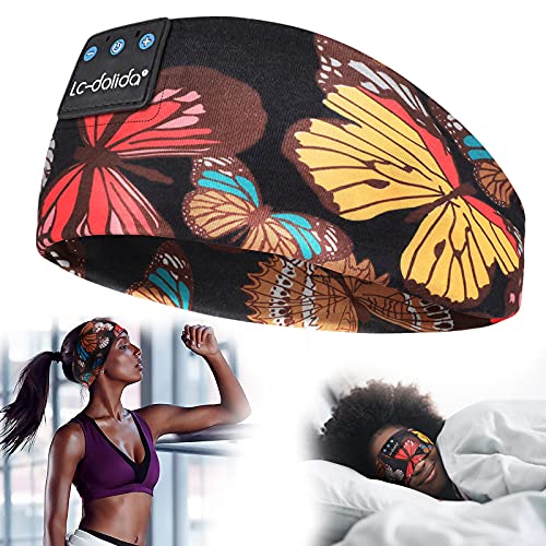 LC-dolida Sleep Mask with Bluetooth Headphones, Floral Sleep Headphones Bluetooth Headband for Sleeping Sports Noise Cancelling Sleep Mask for Side Sleeper, Best Gift and Travel Essentials