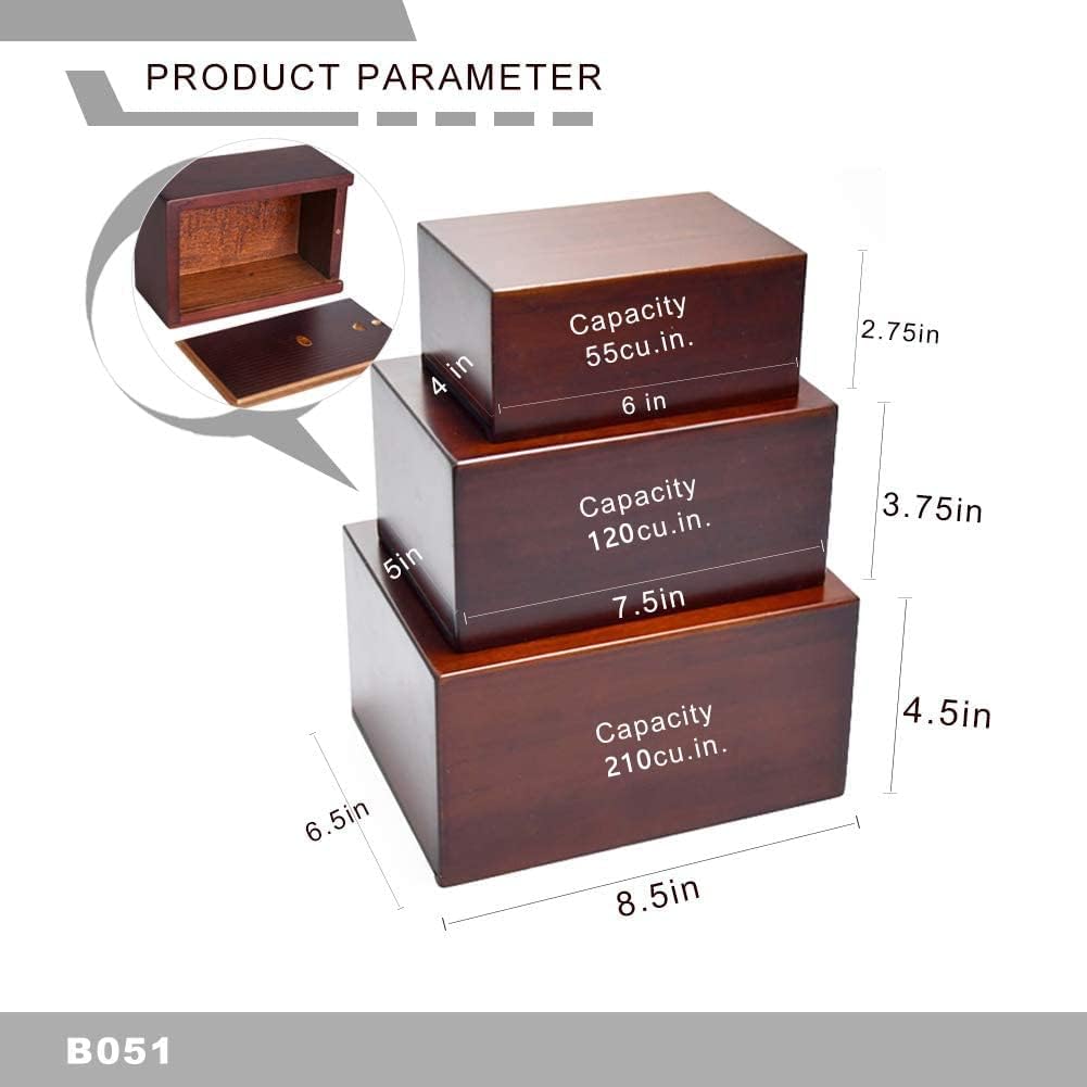 PCS Cremation Urns for Ashes, Pet Memorial Funeral Urns Box,Wooden Decorative Urn for Dog Cat,Cremation Keepsake Burial Ash Box - S (6 x 4 x 2.75'') - Image 5