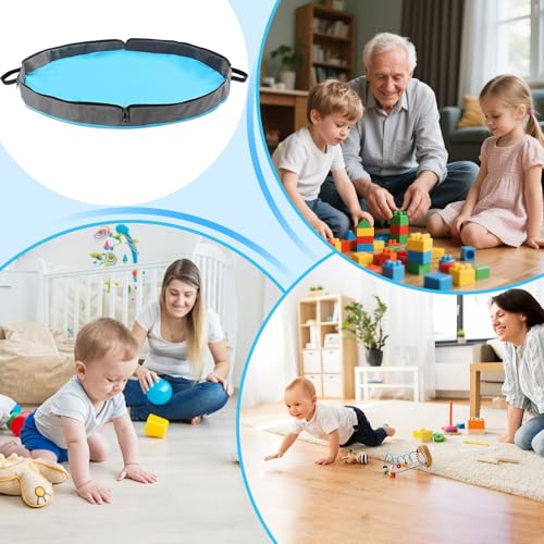 Sac de rangement pour jouets pliable de grande capacité ronde