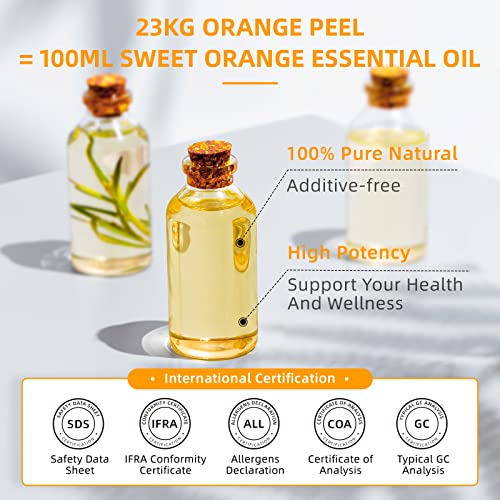 Image of HIQILI 16 Fl Oz Orange Essential Oil, Pure and Natural for Diffuser, Skin - 500ML