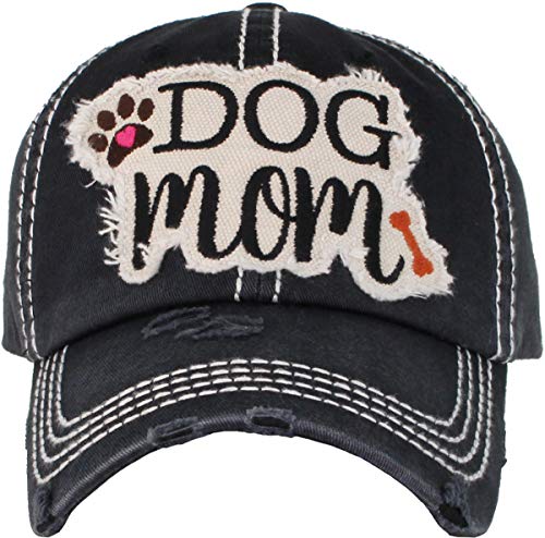 Image of KBETHOS Dog Cat Mom Dad Theme Womens Baseball Cap Distressed Vintage Unconstructed Embroidered Patch Hat