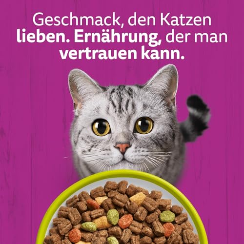 WHISKAS Trockenfutter für ausgewachsene Katzen 5 x 800g mit Lamm